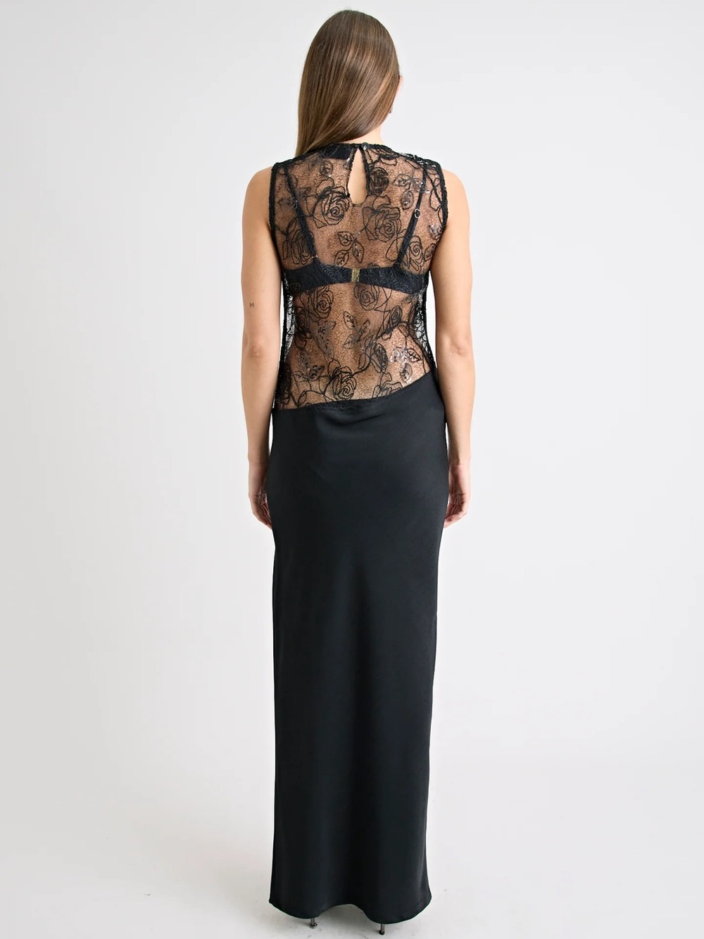 Rampage Black Beaded Sheer Bodice Maxi Dress - Picture 5 of 16